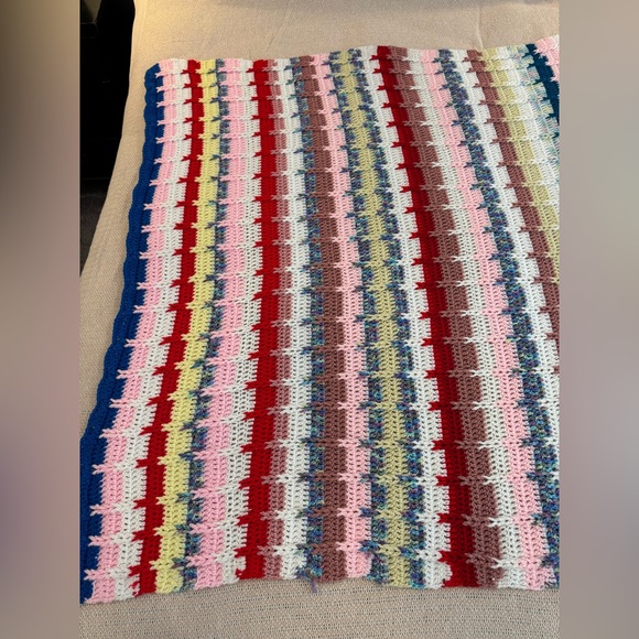 Homemade Crochet Multicolor Lap Blanket 47”x48” - Picture 2 of 8